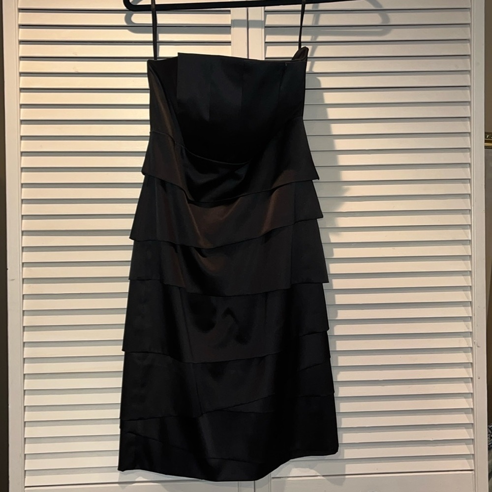 White House Black Market black satin strapless dress 4